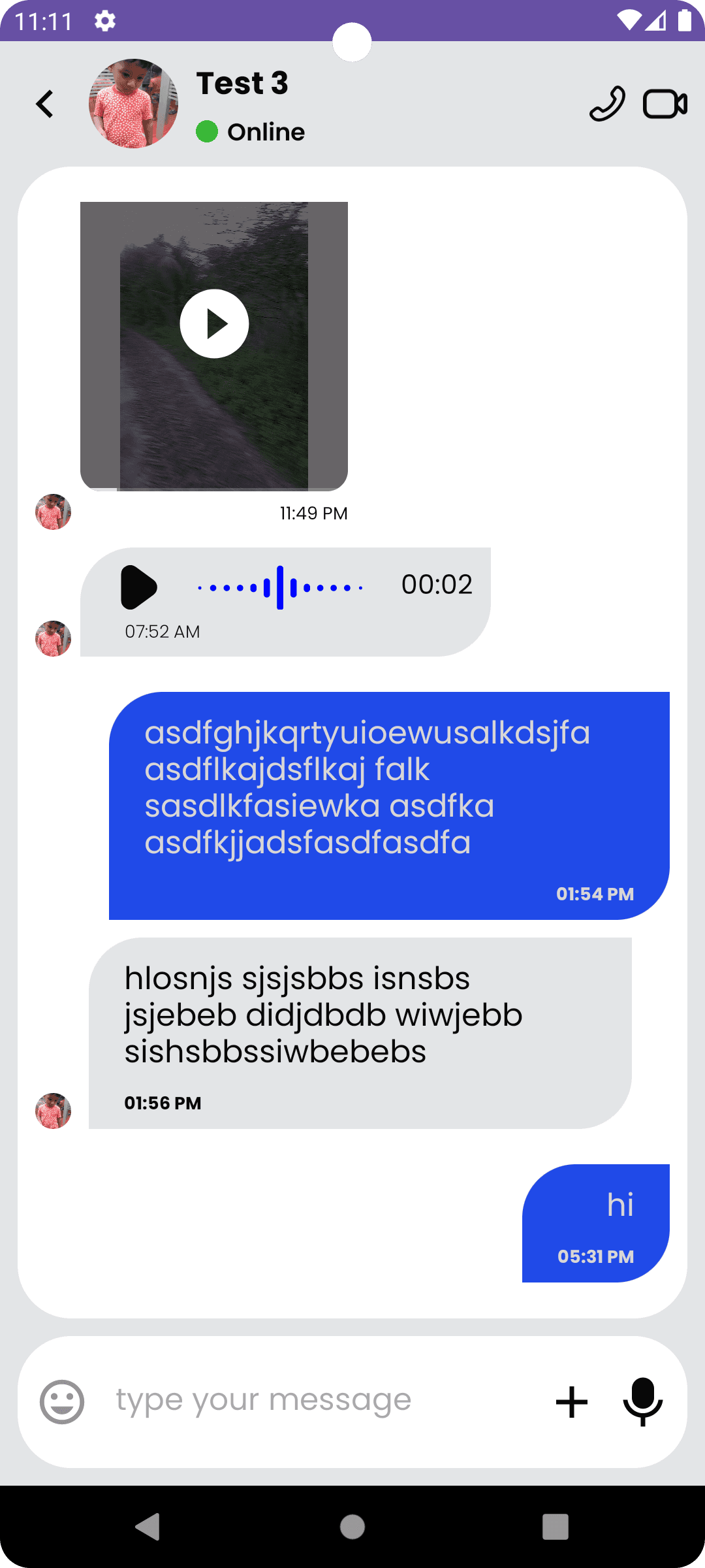 chats screen of micro chat app