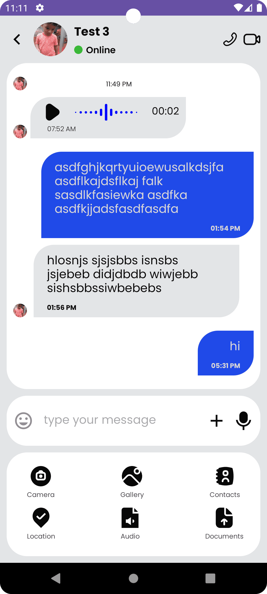 chats screen of micro chat app