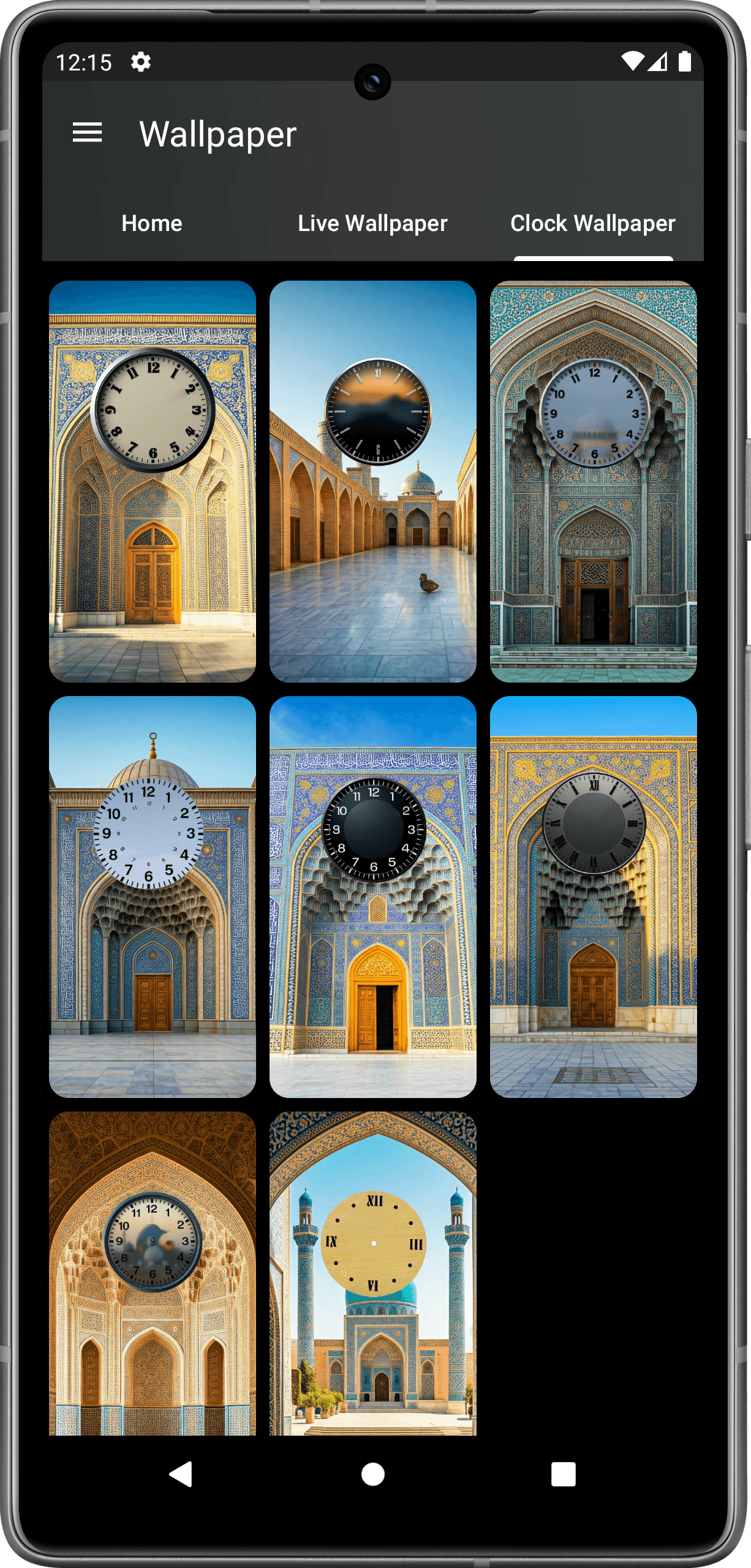 clock wallpaper screen of wallpaper app