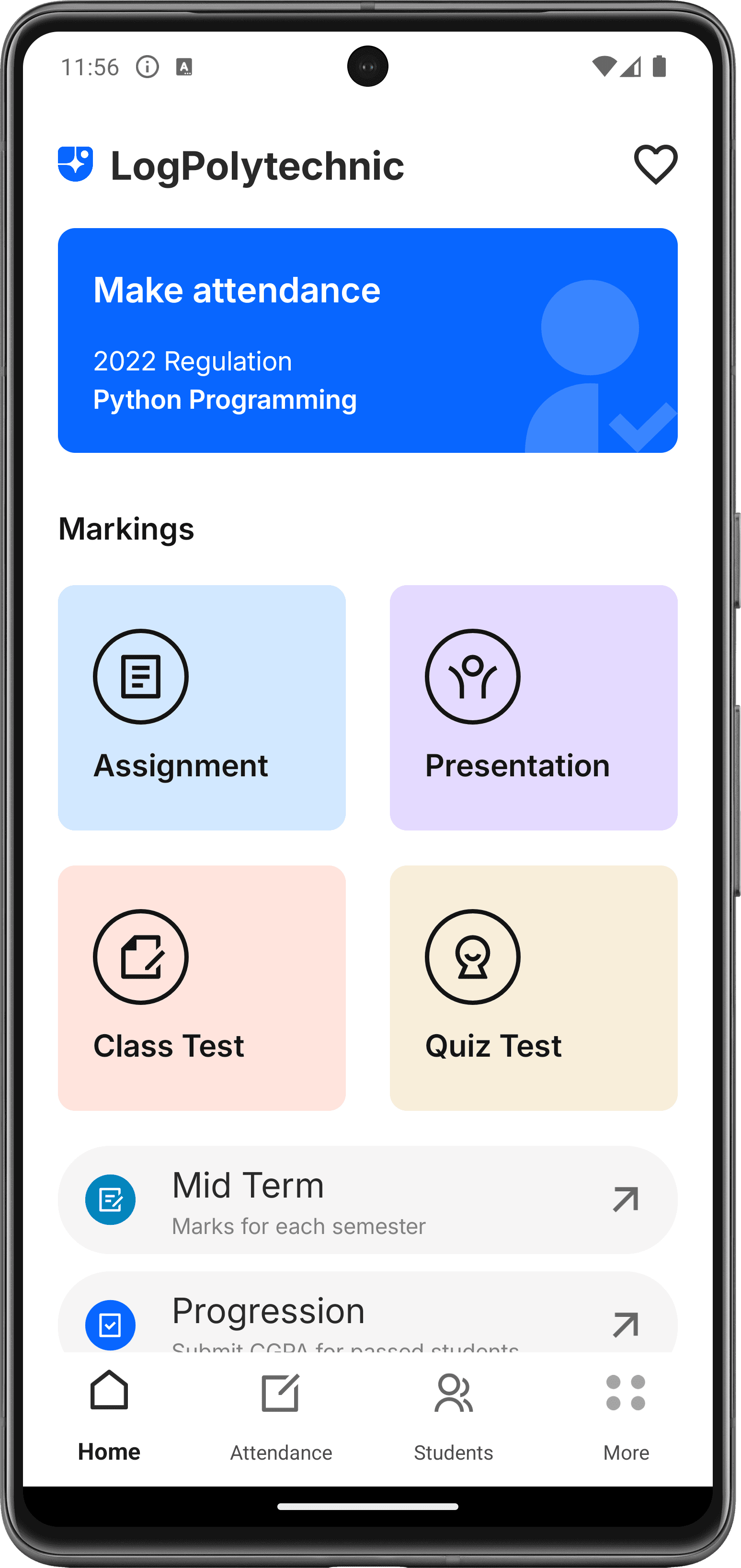 home screen of log polytechnic