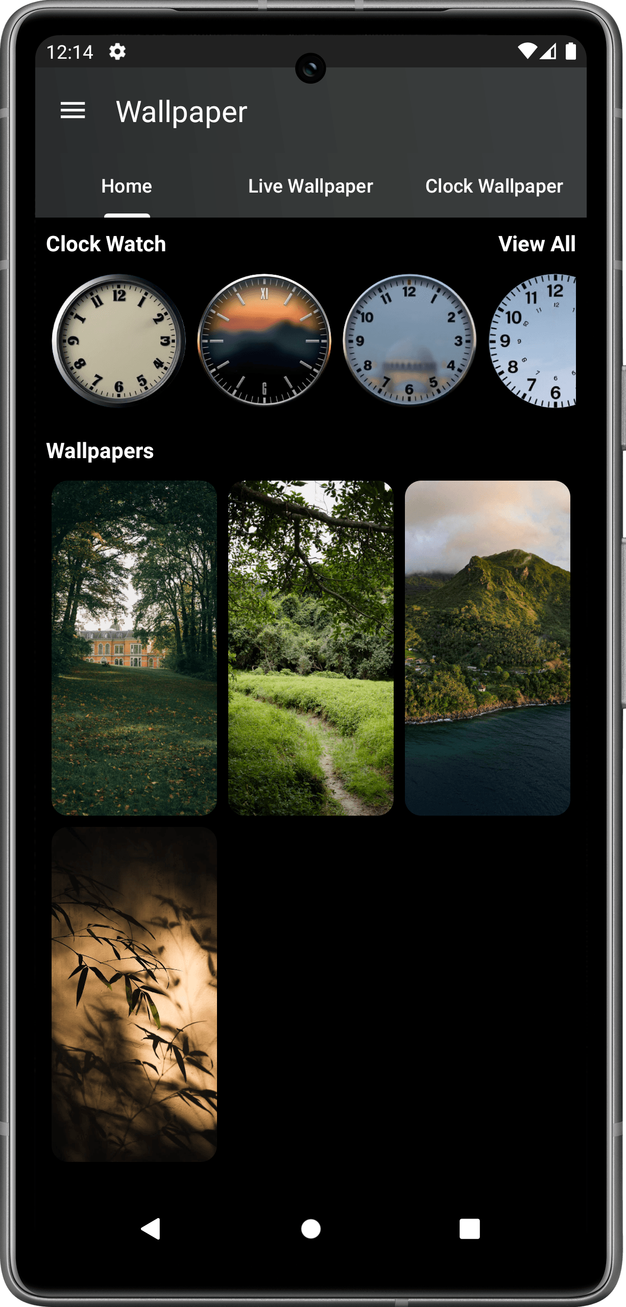 home screen of wallpaper app
