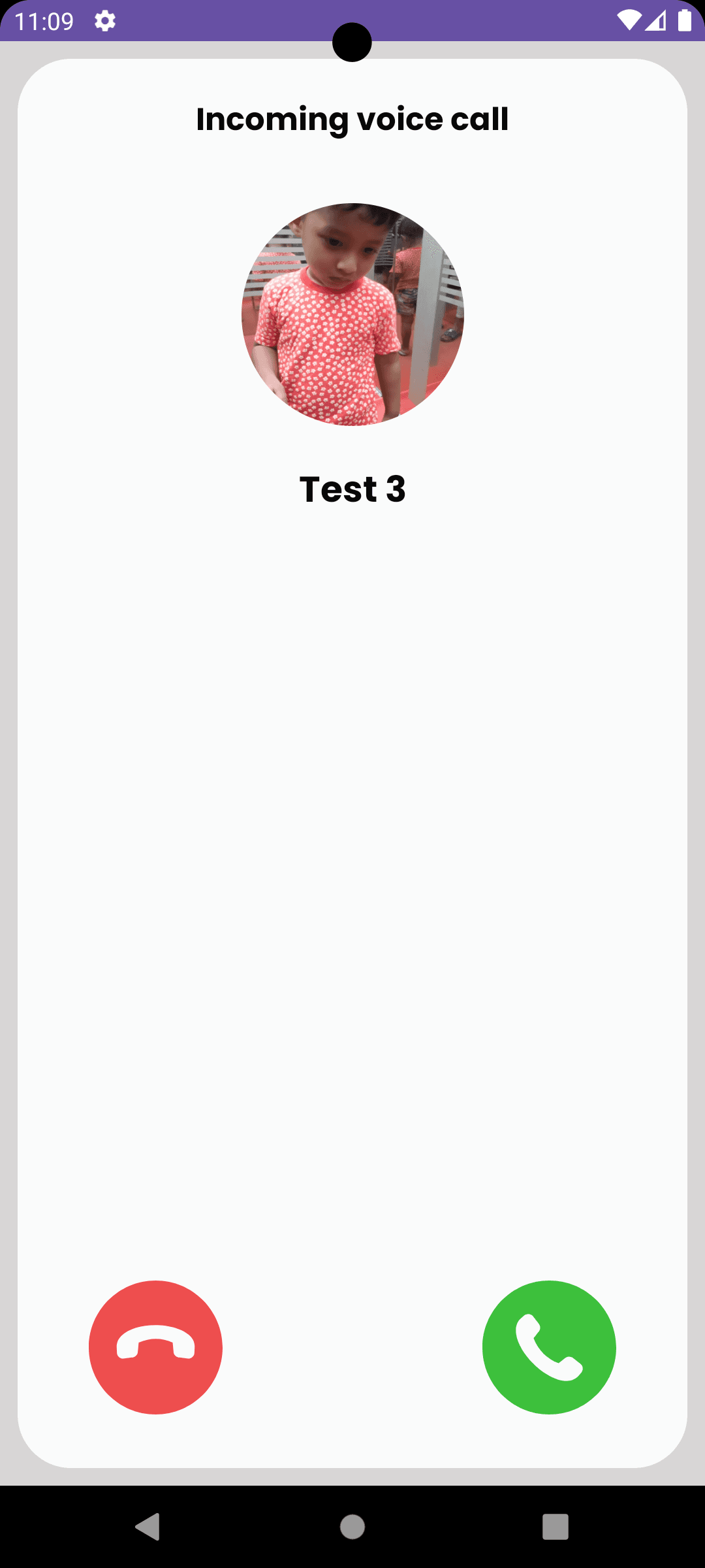 incoming audio call screen of micro chat app