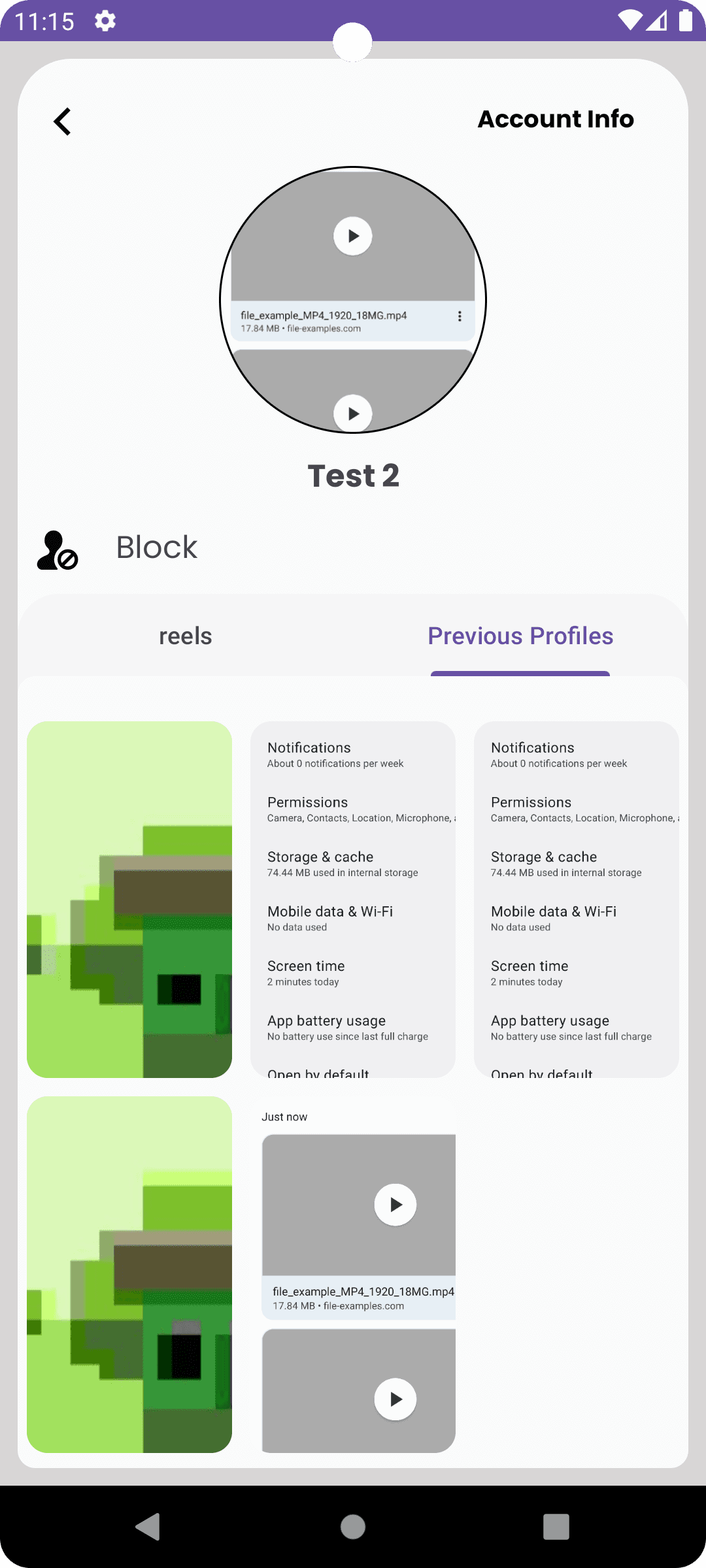 user profile screen of micro chat app